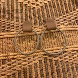 Handmade Clay Earrings Brown Hoops